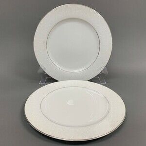 Crown Victoria Fine China Lovelace White Dinner Plates Made in Japan Lot of 2